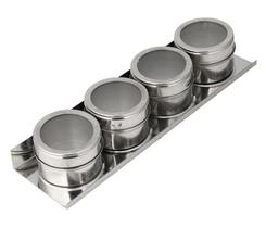 Kit 4 Porta Condimentos E Temperos Potes Magnético Aço Inox