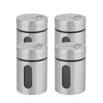 Kit 4 Porta Condimentos Inox 100ml Paliteiro