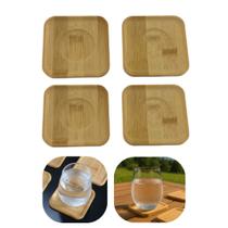 Kit 4 Porta Copos Em Bambu Natural 10x10 Para Taças Descanço de Bebidas Restaurante Kit 4 Porta Copos Em Bambu Natural 10x10 Para Taças Descanço de Bebidas Restaurante