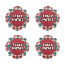 Kit 4 Porta Copos Natalino Estampado Descanso De Copos Natal
