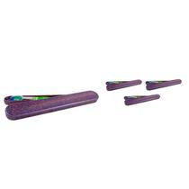 Kit 4 Porta Escova Dental Fibra Madeira Lilás