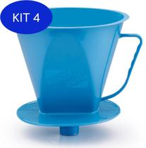Kit 4 Porta Filtro Pra Garrafa De Café 103 Adaptador - Azul