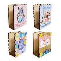Kit 4 Porta Guardanapo Feliz Páscoa Ovinhos Mesa MDF Sortido