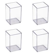 Kit 4 Porta lápis e objetos tradicional acrílico cristal Acrinil