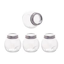 Kit 4 Porta Mantimentos Pote com Tampa Vidro Baleiro Bomboniere Lyor 200ml