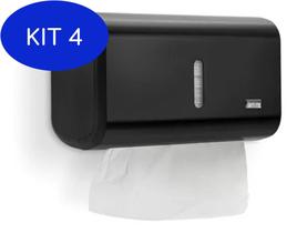 Kit 4 Porta Papel Toalha Interfolha Dispenser Compacto Preto