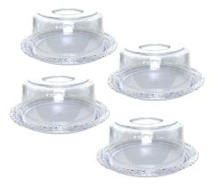 Kit 4 Porta Queijotampa Acrilico Decorada Trança Com Mesa Kit 4 Porta Queijotampa Acrilico Decorada Trança Com Mesa