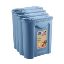 Kit 4 Porta Ração Com Tampa Portátil cachorro cão gato azul Kit 4 Porta Ração Com Tampa Portátil cachorro cão gato azul