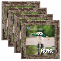 Kit 4 Porta Retrado Molduras 20x20 Marrom