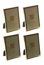 Kit 4 Porta Retrato Metal e Vidro 10x15 Moldura Lisa Dourado