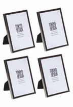 Kit 4 Porta Retrato Metal e Vidro 10x15 Moldura Lisa Prata