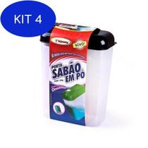 Kit 4 Porta Sabão Em Pó Plástico Com Exclusivo Dosador 1,6 Kg