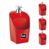 Kit 4 Porta Sabão Líquido Vermelho C válvula Metalizada UZ