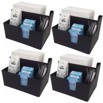 Kit 4 Porta Sachês Guardanapos Açúcar Organizadores Bancada Preto Kit 4 Porta Sachês Guardanapos Açúcar Organizadores Bancada Preto