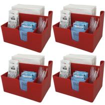 Kit 4 Porta Sachês Guardanapos Açúcar Organizadores Bancada Vermelho