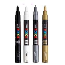 Kit 4 Posca PC-1M Preta, Branca,Ouro, Prata 0.7mm Uniball Kit 4 Posca PC-1M Preta, Branca,Ouro, Prata 0.7mm Uniball