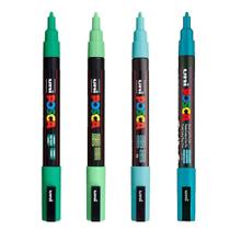 Kit 4 Posca PC-3M Verde, Verde-Claro, Esmeralda, Verde-Água Kit 4 Posca PC-3M Verde, Verde-Claro, Esmeralda, Verde-Água