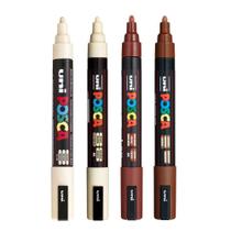 Kit 4 Posca PC-5M Marrom, Marrom Cacau, Marfim, Bege Uniball Kit 4 Posca PC-5M Marrom, Marrom Cacau, Marfim, Bege Uniball