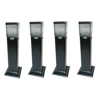 Kit 4 Poste Jardim Quadrado 50Cm Balizador Preto Casa Sitio