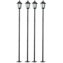 Kit 4 Postes 1,71m Luminária Grega Preto Jardim E27 Lente Fosca Clássico Dital Kit 4 Postes 1,71m Luminária Grega Preto Jardim E27 Lente Fosca Clássico Dital
