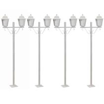 Kit 4 Postes Externos Luminárias 1,95M Bivolt Poste Iluminação 2 Lâmpadas E27 Lente Transparente Kit 4 Postes Externos Luminárias 1,95M Bivolt Poste Iluminação 2 Lâmpadas E27 Lente Transparente