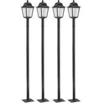 Kit 4 Postes para Iluminação Externa 1,95m Jardim Praça E27 Lente Transparente Soberana Dital