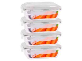 Kit 4 Pote Alimentos Hermético Marmita Vidro Fit 370Ml