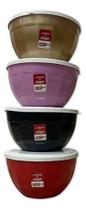 Kit 4 Pote Bowl Com Tampa 800 Ml Multiuso Salada Marmita