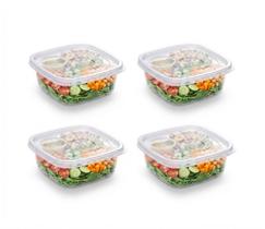 Kit 4 Pote Clic 580ml Plastico Salada Fruta Marmita Freezer Kit 4 Pote Clic 580ml Plastico Salada Fruta Marmita Freezer