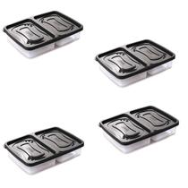 Kit 4 Pote de Alimento Retangular Transparente 2 Divisórias Kit 4 Pote de Alimento Retangular Transparente 2 Divisórias