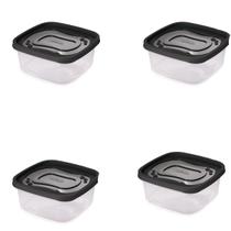 Kit 4 Pote de Alimentos Quadrado Com Tampa 1,1L Transparente