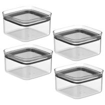 Kit 4 Pote De Temperos Condimento Hermetico 1L Ou Retangular