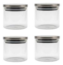 Kit 4 Pote De Vidro Com Tampa Hermética Inox 700ml Multiuso