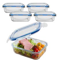 Kit 4 Pote De Vidro Hermético C/ Tampa Lock Marmita Fit 640ml