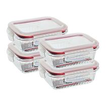 Kit 4 Pote De Vidro Hermético Canelado 640ml Marmita Fitness Kit 4 Pote De Vidro Hermético Canelado 640ml Marmita Fitness