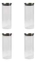 Kit 4 Pote De Vidro Tampa Inox Hermetica Organ 1,8l Multiuso
