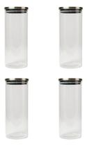 Kit 4 Pote De Vidro Tampa Inox Hermetica Organ 2,2 Multiuso