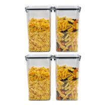 Kit 4 Pote Hermético 1450ml Multiuso Alimentos Empilhável Transparente C/ Tampa Cozinha Armazenamento