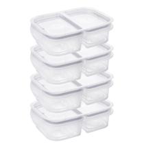 Kit 4 Pote Hermético com 2 Divisórias 500ml Porta Frios Marmita Frutas Vegetais Alimentos Petiscos BPA Free