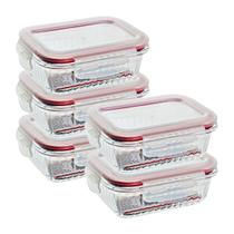 Kit 4 Pote Hermético Organizador Vidro Canelado 370ml Fitnes