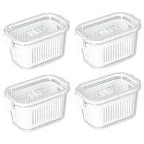 Kit 4 Pote Hermético Paramount C/ Cesto e Trava 630ml Branco Kit 4 Pote Hermético Paramount C/ Cesto e Trava 630ml Branco