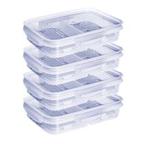 Kit 4 Pote Hermético Porta Frios Com Travas Cesto Escorredor 1L Frutas Vegetais Alimentos Divisória