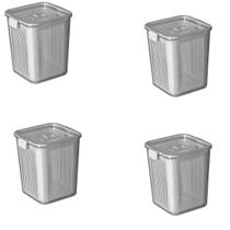 Kit 4 Pote Hermético Slim Multiuso 3.050 ML Cinza Kit 4 Pote Hermético Slim Multiuso 3.050 ML Cinza