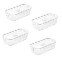 Kit 4 Pote Hermético Slim Multiuso 845 ML Branco 22x10x6Cm