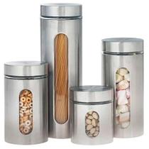 Kit 4 Pote Inox Visor Mimo Style Vítreo Fechamento Hermético