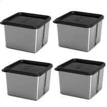 Kit 4 Pote para Alimentos 850ml Metallic C/Tampa Bpa Free