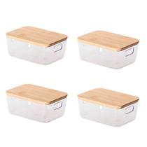 Kit 4 Pote Para Alimentos Idealle C/ Tampa Eco Bambu