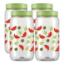 Kit 4 Pote Para Mantimentos Grande Tampa De Rosca 2,7 Litros Decorado