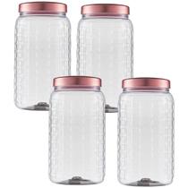 Kit 4 Pote Para Mantimentos Grande Tampa Rose De Rosca 3,6 Litros