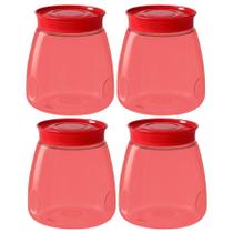 Kit 4 Pote Para Mantimentos Premium 1,6 Litro Com Tampa De Rosca Baleiro Doces Bolachas